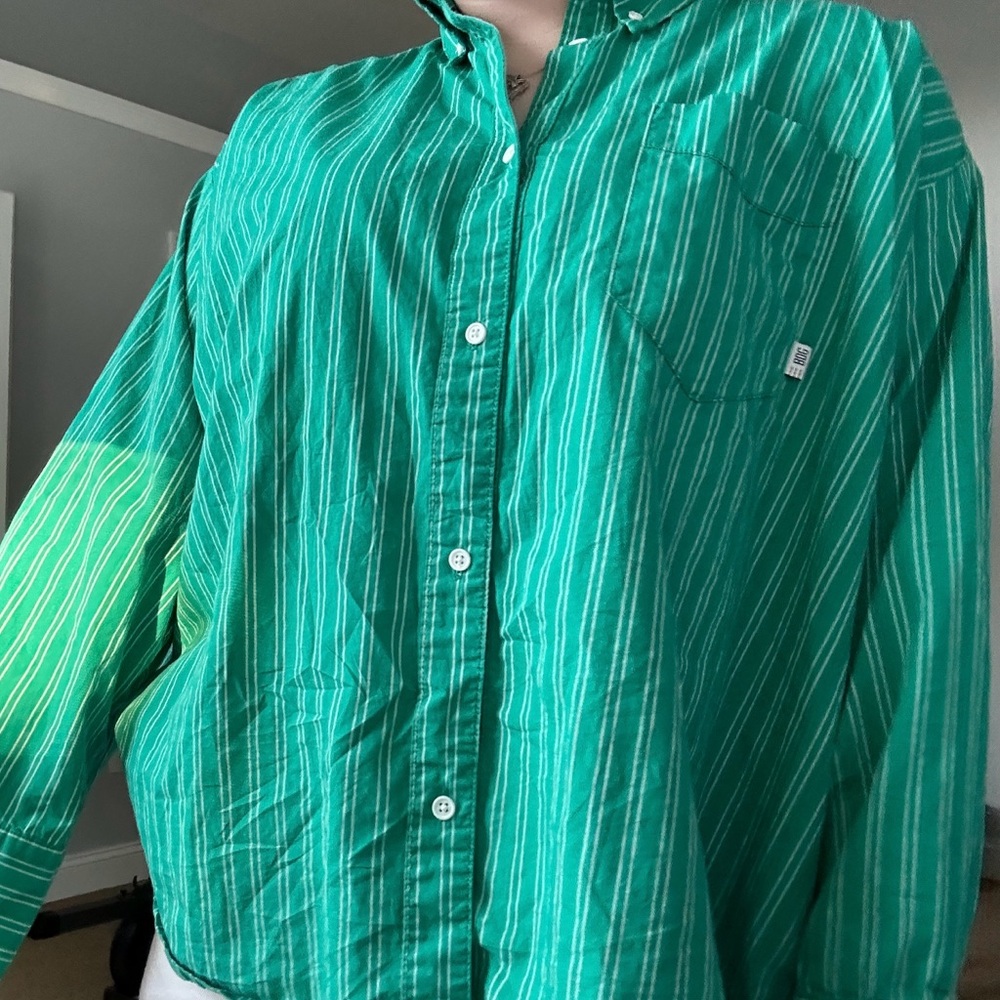 bdg urban outfitters oversized striped button down shirt